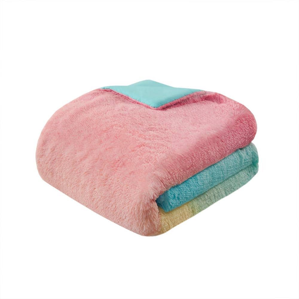 Pastel Ombre Shaggy Faux Fur Comforter Set