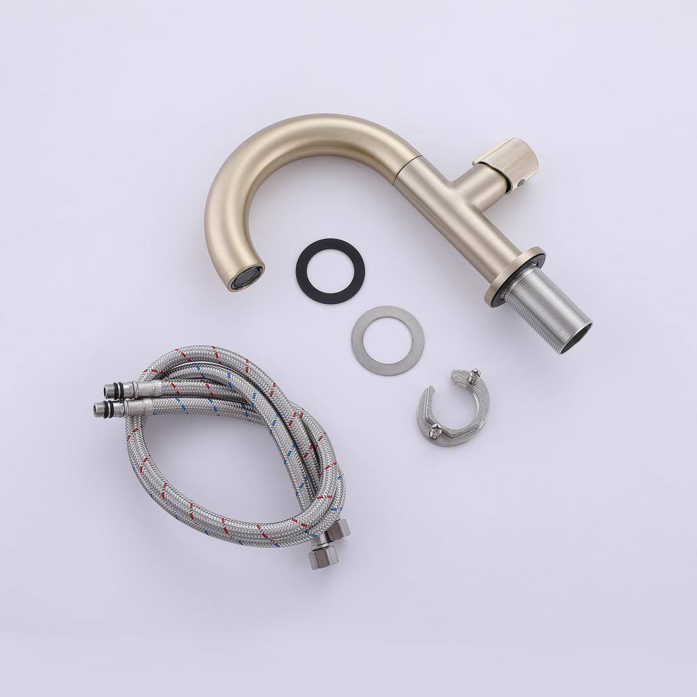 Brushed Gold Stainless Steel Single Handle Bathroom Faucet