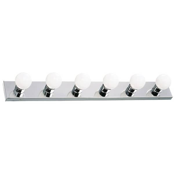 Design House Contemporary 6-Light Indoor Vanity Light Dimmable for Bathroom Bedroom Vanity Makeup, Polished Chrome