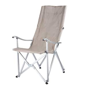 Khaki Folding Chair Metal Fishing Chair Patio Leisure Camping Chair Lawn Chair