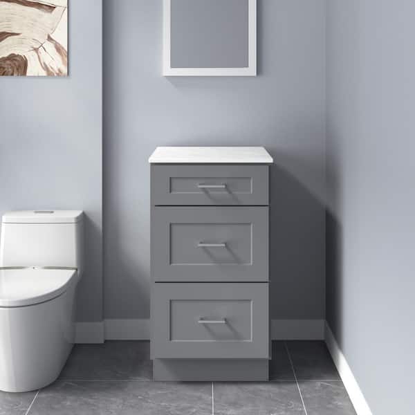 HOMLUX Rockport 18 in. W x 21 in. D x 34.5 in. H Ready to Assemble Bath Vanity Cabinet without Top in Shaker Gray