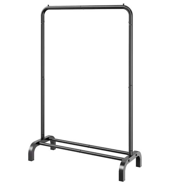 Clothes Rack, Heavy Duty Clothing Garment Rack with Hanging Rod and Bottom Storage Area, Clothing Rack Black