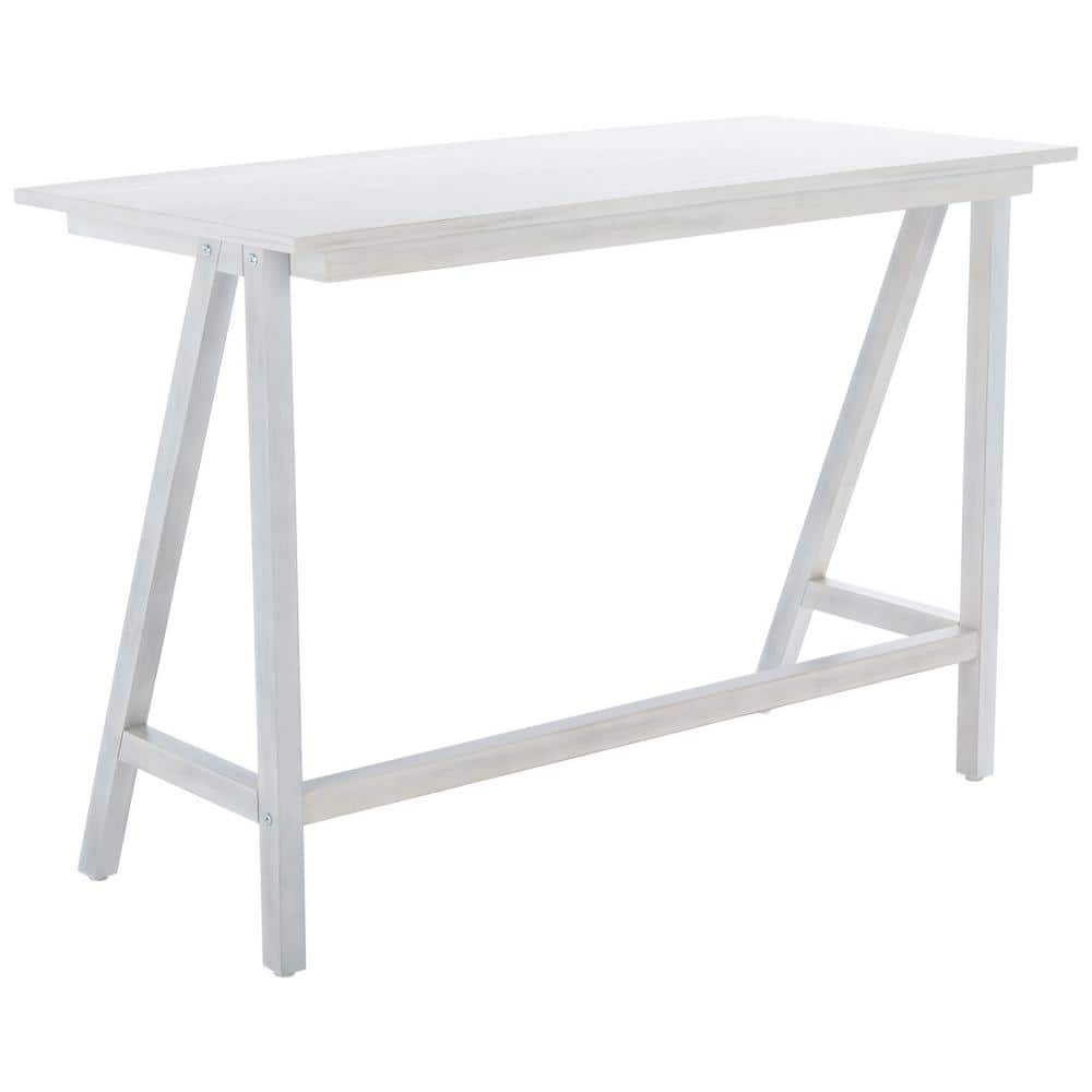 Asymmetrical Whitewashed Mahogany Desk with Drawer
