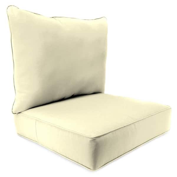 Jordan Manufacturing Sunbrella 24" x 24" Canvas Beige Solid Rectangular Boxed Edge Outdoor Deep Seating Chair Seat and Back Cushion Set