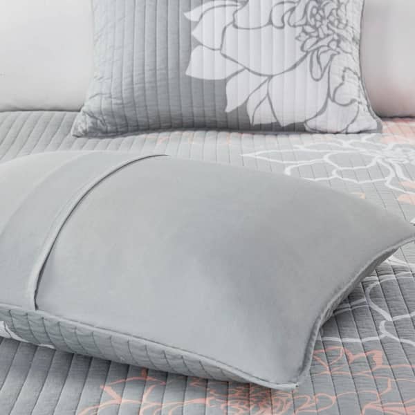 Madison Park Brianna Grey/Peach Cotton Full/Queen Printed
