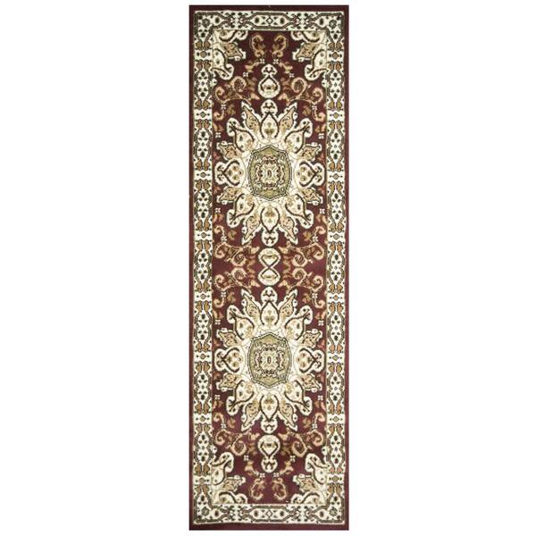 MSRUGS Nairobi Red 3 ft. x 8 ft. Medallion Polypropylene Runner Rug