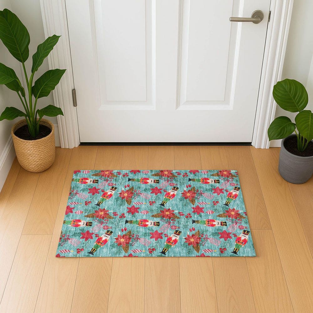 Mayfield Premium Machine Washable Abstract AMF1822 Teal 2 ft. x 3 ft. Area Rug price history on PriceWatchPro