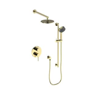 El Dorado 2-Spray Patterns with 2 GPM 7.9" Wall Mount Dual Shower Heads System in Polished Gold (ELD-SHS-PG)