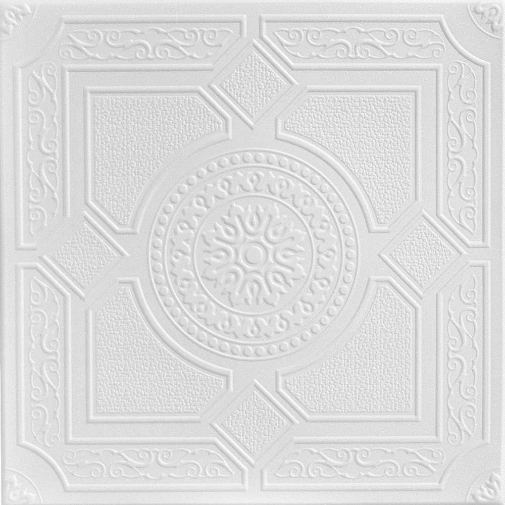 Kensington Gardens Plain White 1.6 ft. x 1.6 ft. Decorative Foam Glue Up Ce