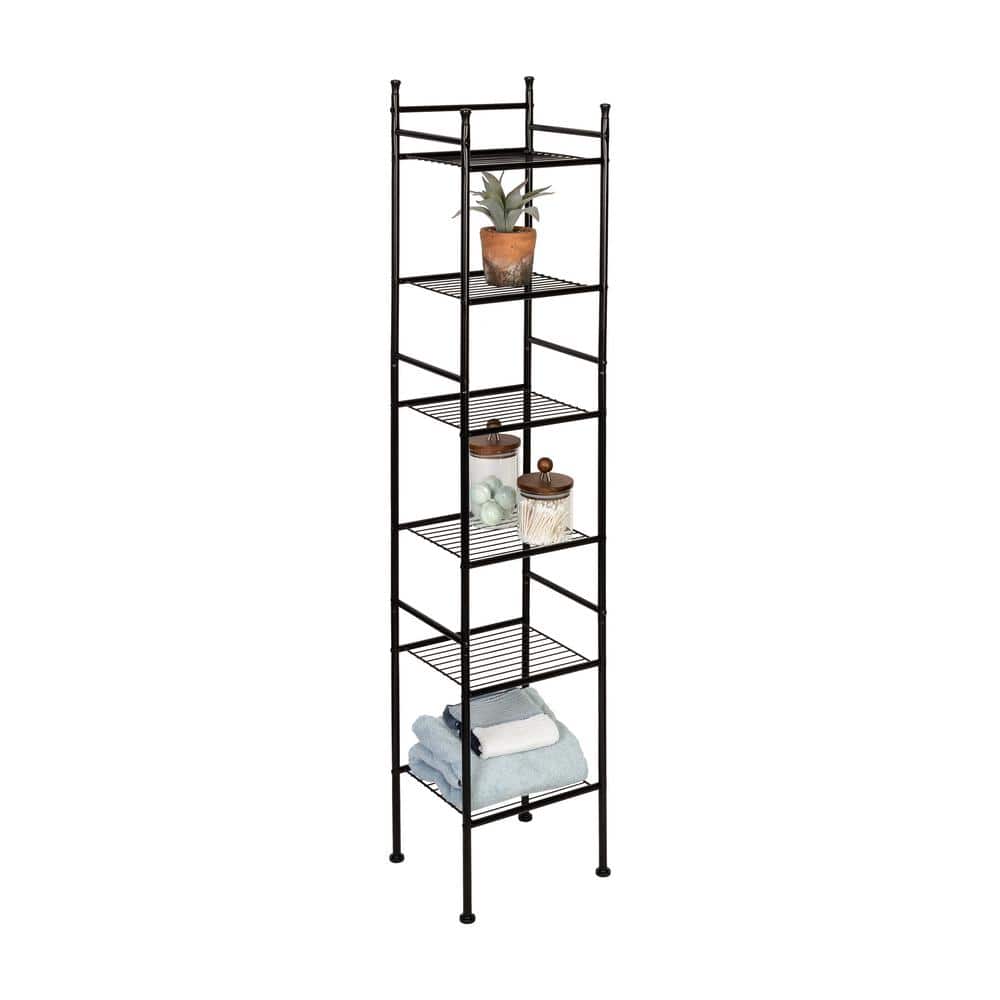6-Tier Space-Saving Shelving Tower, Black