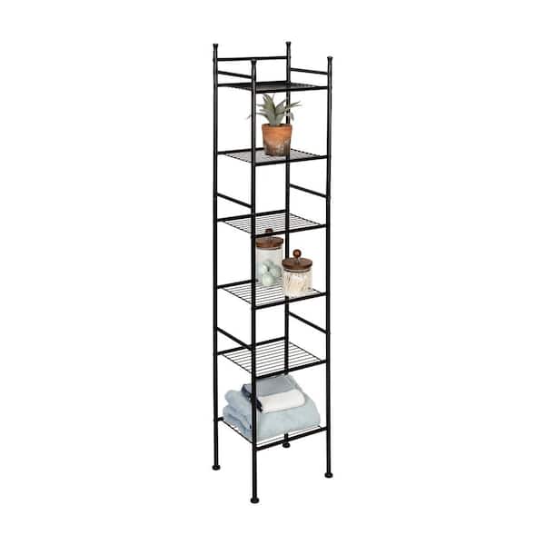 Honey-Can-Do 6-Tier Space-Saving Shelving Tower, Black