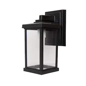 6.8 in. D x 11.6 in. H x 5 in. W 1-Light Black Outdoor Square Wall Lantern Sconce with Durable Clear Acrylic Lens