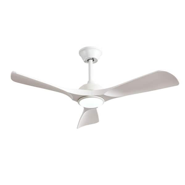 42 in. Flush Mounted Modern Ceiling Fan with Light 3 Blade Outdoor Fans for Patios  White Remote APP Reversible Timer