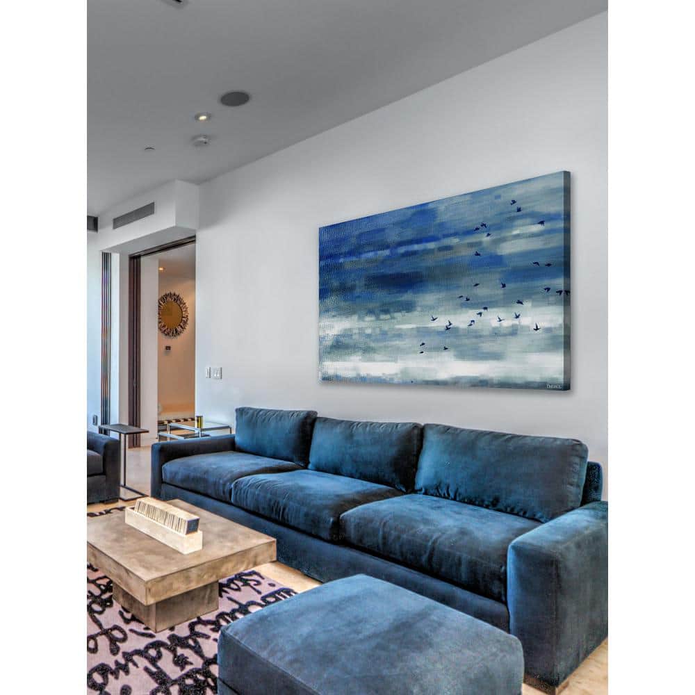 Blue and White Birds in Flight Canvas Wall Art 16" x 24"
