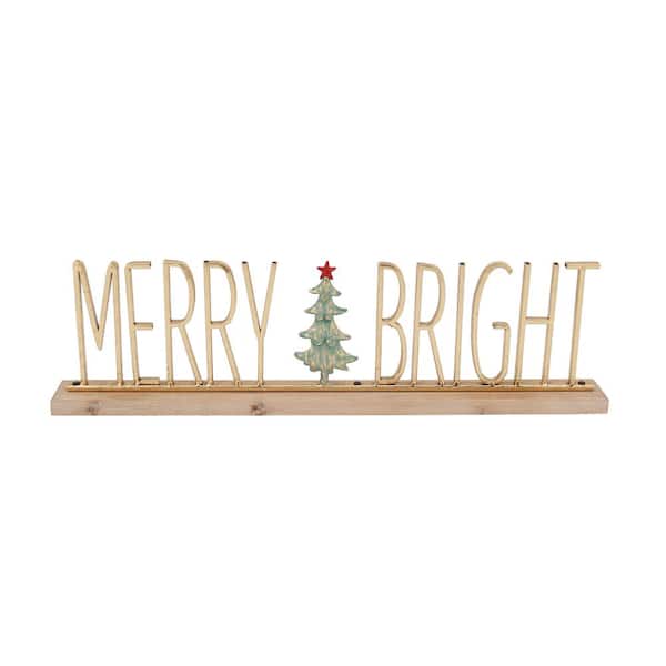 Be merry and bright text with golden spruce Vector Image