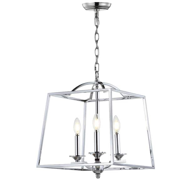 Gloria 14.5 in. 3-Light Chrome Metal LED Pendant