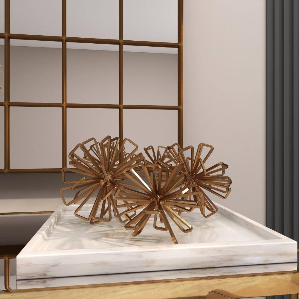 Gold Metal Geometric Sculptures Set of Three