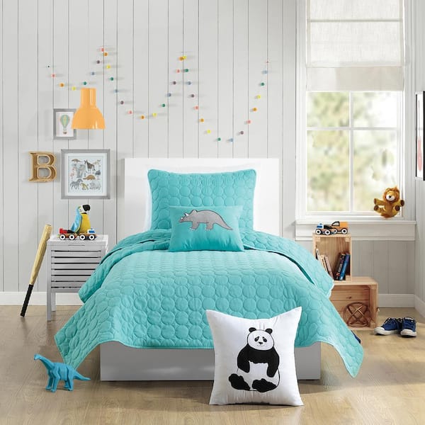 Unbranded Denita 2-Piece Aqua Twin Polyester Quilt Set