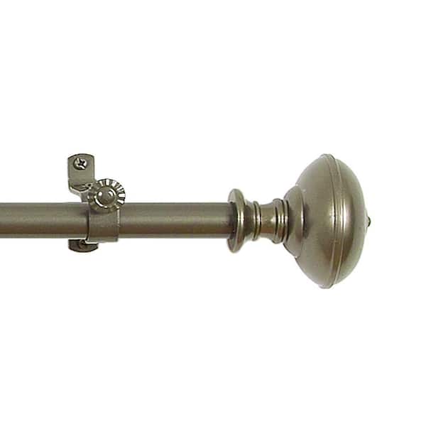 ACHIM Buono II Othello 28 in. - 48 in. Adjustable 3/4 in. Single Curtain Rod in Pewter Othello Finials