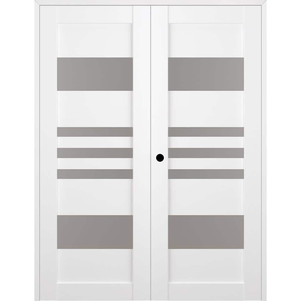 Leti 36 in. x 96 in. Right Hand Active 5-Lite Frosted Glass Bianco Noble Wood Composite Double Prehung Interior Door price history on PriceWatchPro