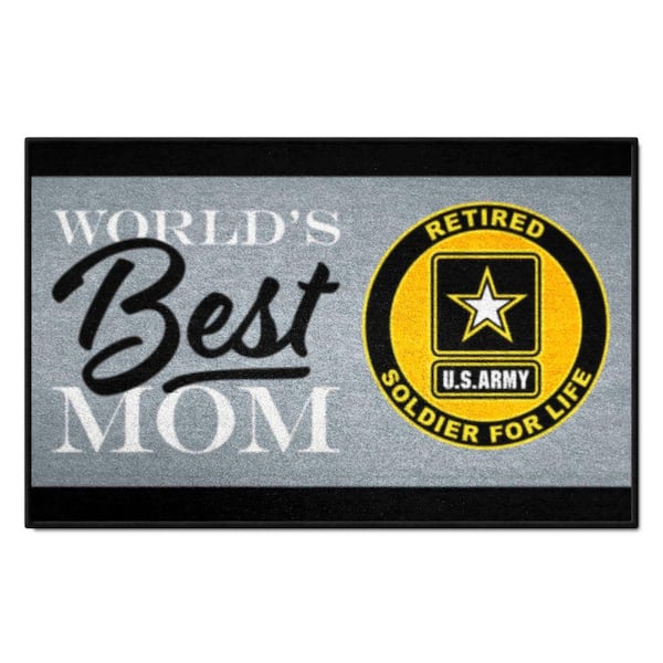 FANMATS U.S. Army Gray 2 ft. x 3 ft. Indoor Vinyl backing Tufted Solid Nylon Rectangle Mat Accent Rug