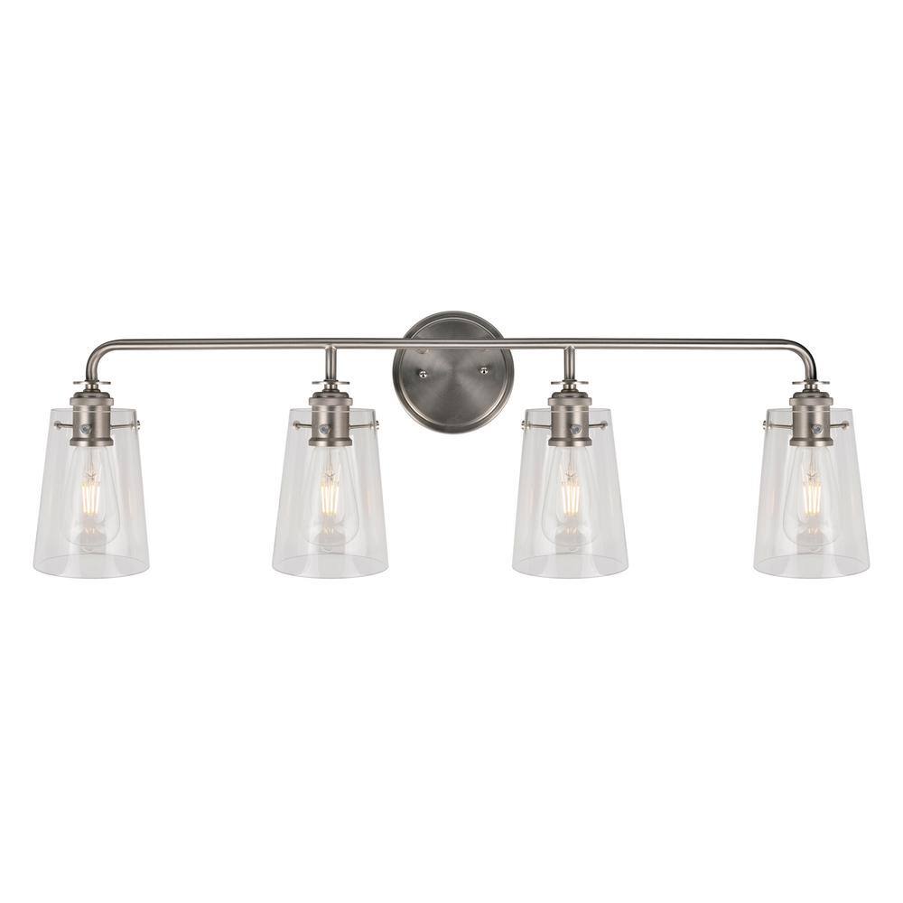 Ronna 4-Vanity Light Brushed Nickel Bath Vanity Light with Clear Glass price history on PriceWatchPro