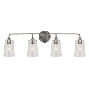 Ronna 4-Vanity Light Brushed Nickel Bath Vanity Light with Clear Glass