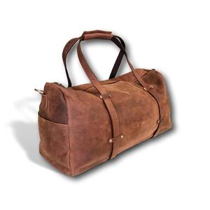 11 in. Brown Over-Sized Leather Duffel Bag