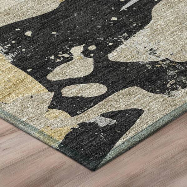 Chantille Machine Washable Indoor/Outdoor Abstract ACN3058 Black 10 ft. x 14 ft. Area Rug