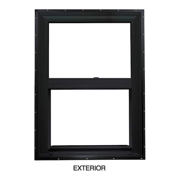 American Craftsman 23.5 in. x 35.5 in. 60 Series Single Hung Vinyl Window Black Exterior and White Interior