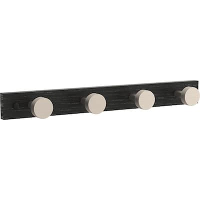 18 in. L Black and Nickel Industrial Round Knob Hook Rail