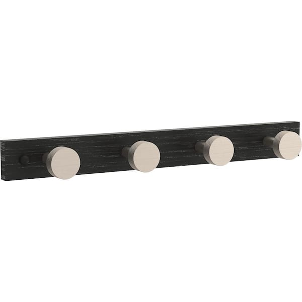 Home Decorators Collection 18 in. L Black and Nickel Industrial Round Knob  Hook Rail R44446H-BWN-U - The Home Depot