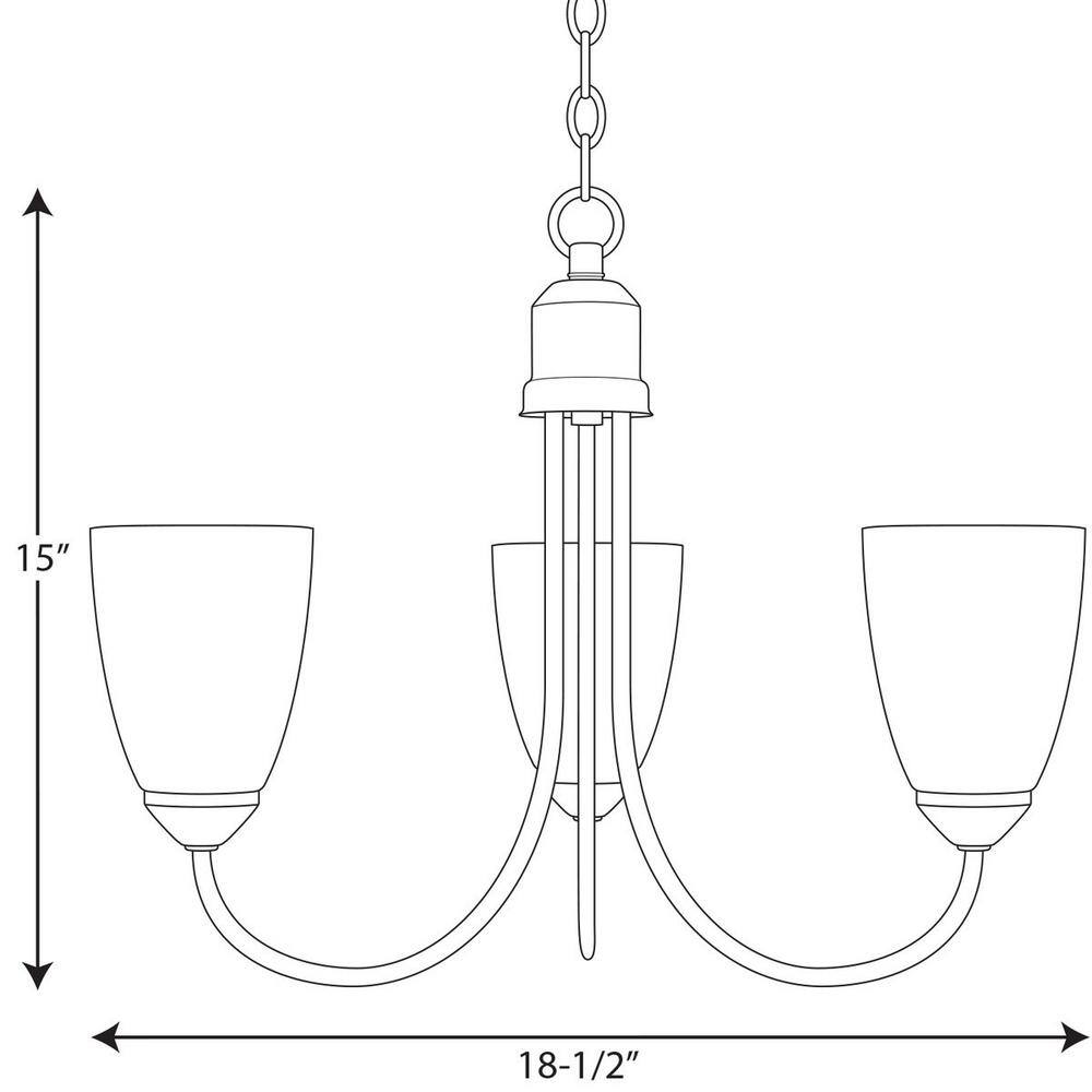 Antique Bronze 3-Light Chandelier with Etched Glass Shades