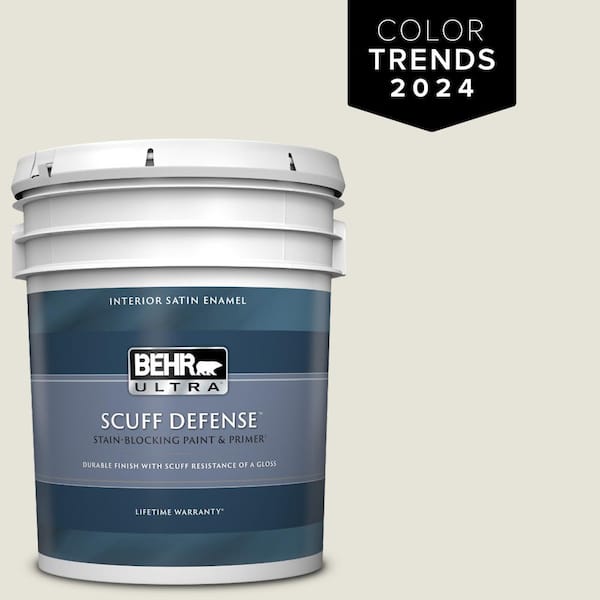 BEHR ULTRA 5 gal. Home Decorators Collection #HDC-NT-21 Weathered White Extra Durable Satin Enamel Interior Paint & Primer