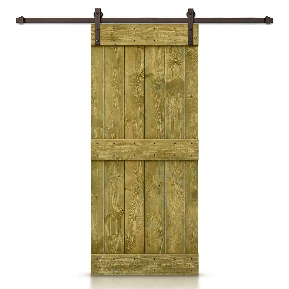 Mid-Bar 40 in. x 84 in. Jungle Green Stained DIY Wood Interior Sliding Barn Door with Hardware Kit price history on PriceWatchPro