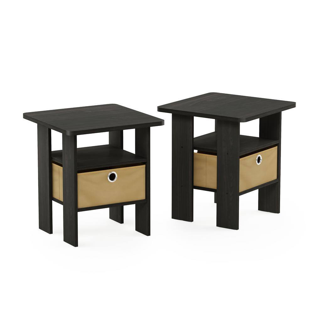 Espresso Engineered Wood Contemporary End Table with Drawer