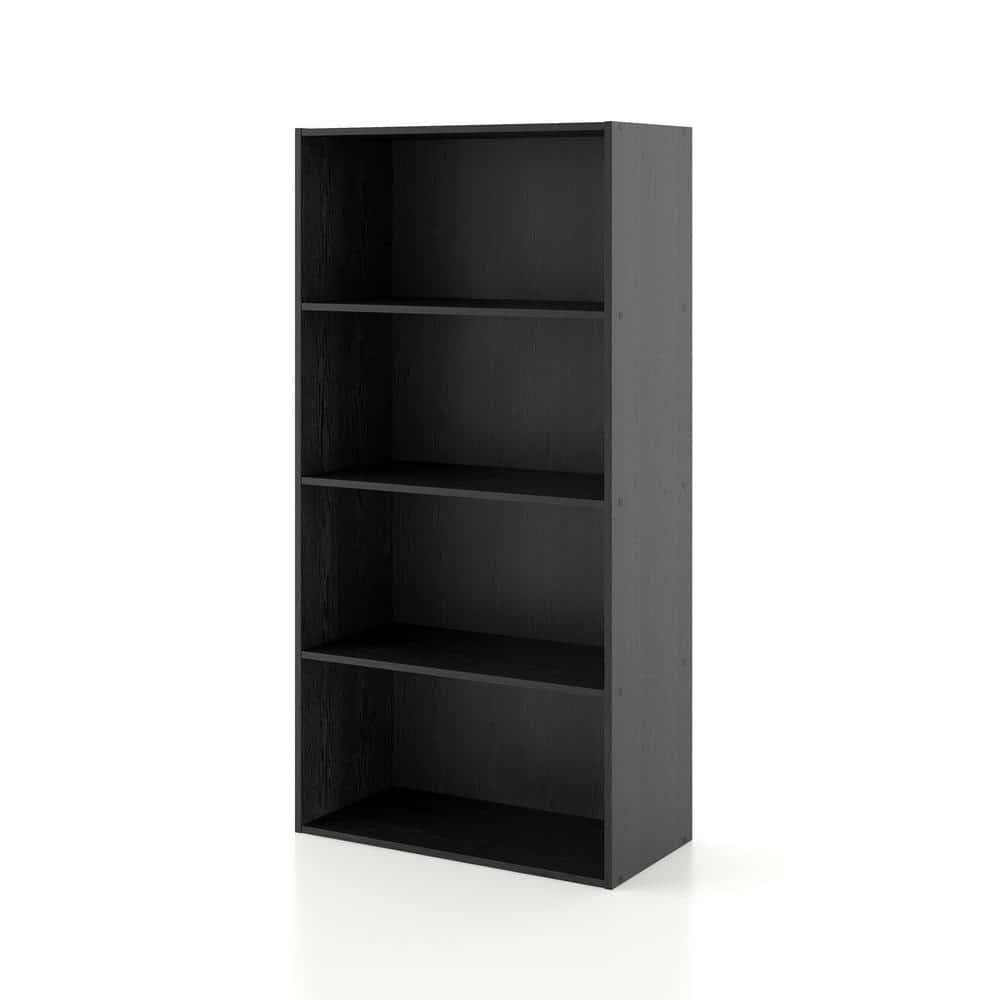 Black 47" Modern Stackable 4-Tier Wood Cube Bookcase