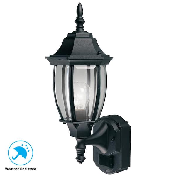 Black Motion Sensing Outdoor Decorative, Motion Activated Outdoor Wall Light Home Depot