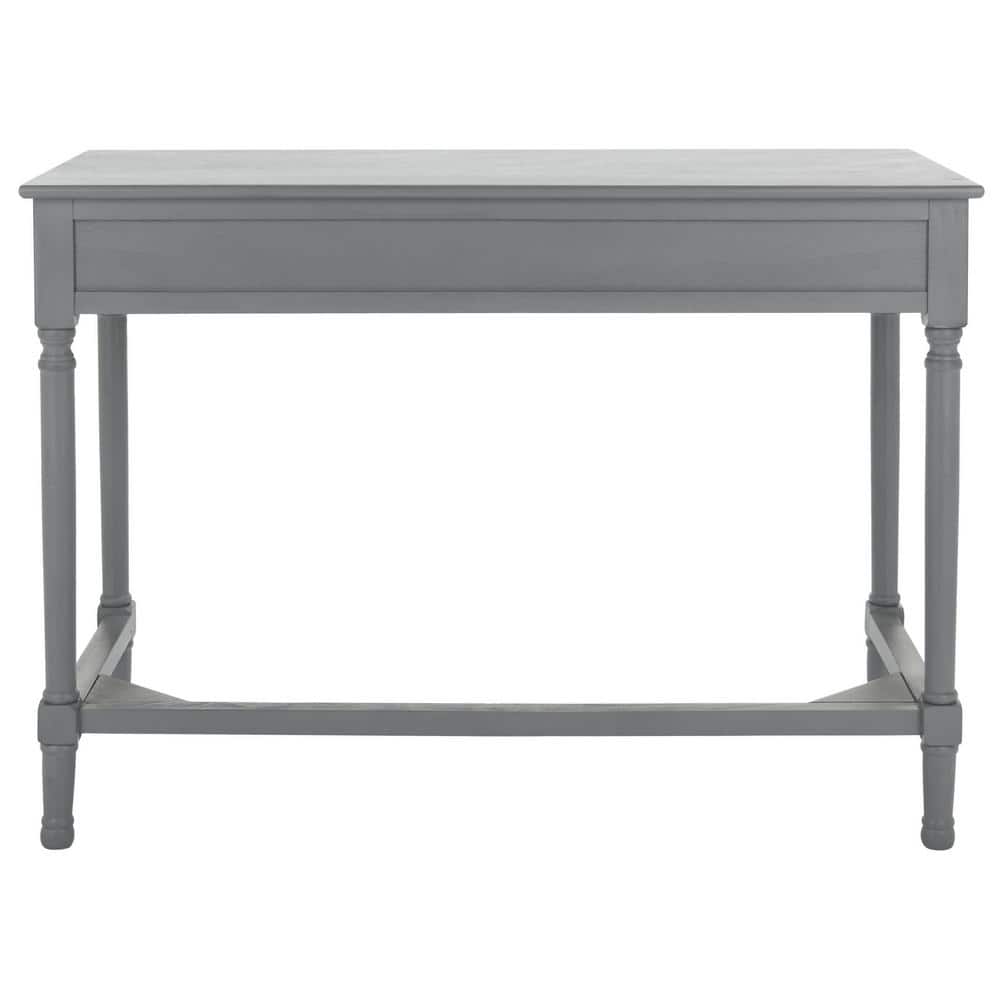 Josie Artisan Carved Floral 46" Wood Desk with Drawers in Distressed Grey