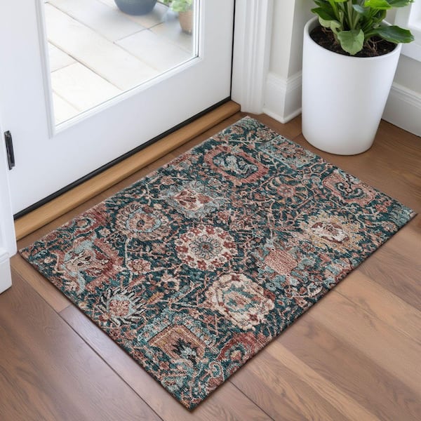 Mayfield Premium Machine Washable Abstract AMF1320 Salmon 2 ft. x 3 ft. Area Rug