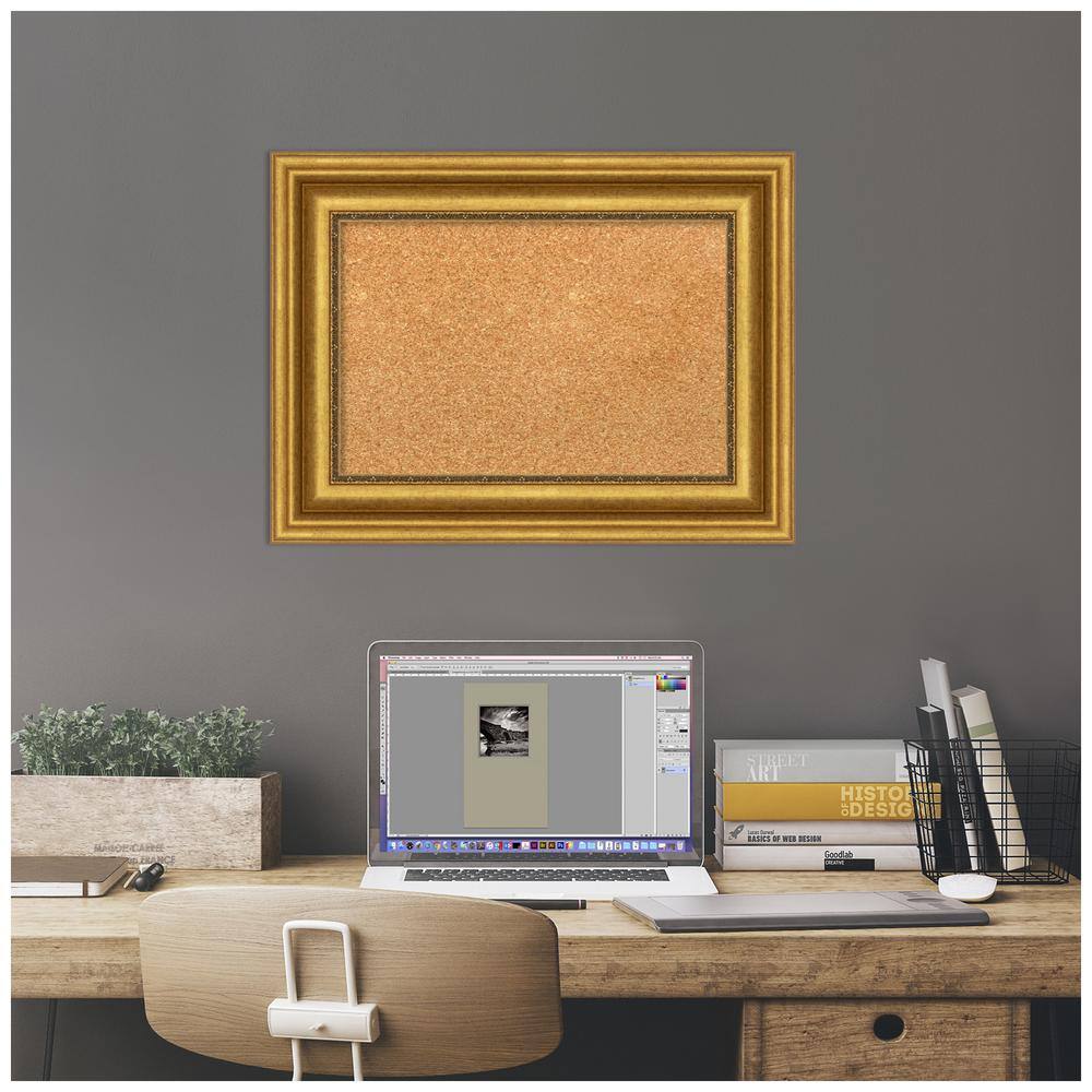Parlor Gold Framed Natural Cork Bulletin Board 24x18