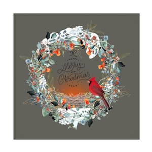 Unframed Home Tina Mitchell 'Merry Christmas Happy New Year Wreath' Photography Wall Art 18 in. x 18 in.