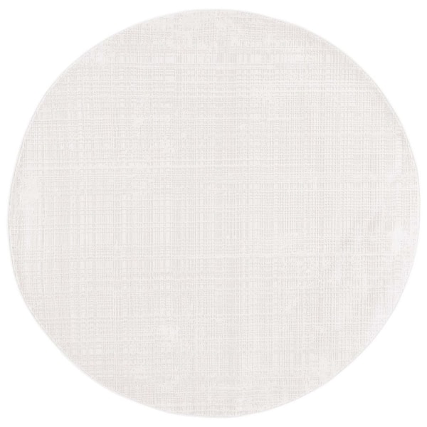 Whisper 7 ft. x 7 ft. Ivory/Ivory Solid Crosstitch Round Area Rug