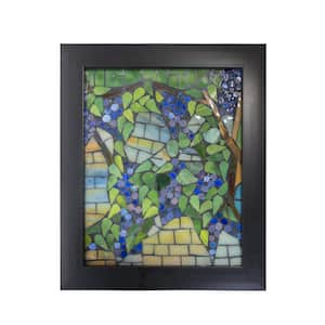 Grapevin.e 10 in. Multicolored Wall Art Decor with Hand Rolled Art Glass Shade