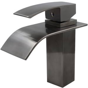 Remi Single Hole Single-Handle Lav Bathroom Faucet with Waterfall Spout in Gunmetal