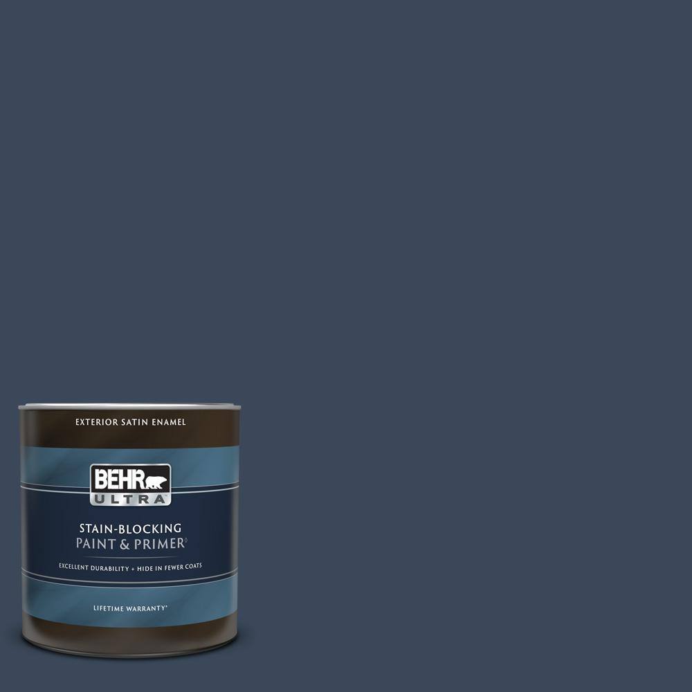 BEHR ULTRA 1 qt. #M500-7 Very Navy Satin Enamel Exterior Paint & Primer ...