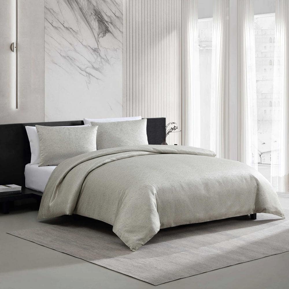 VERA WANG Speckled Satin Weave 4-Piece Taupe Satin Weave King Duvet ...