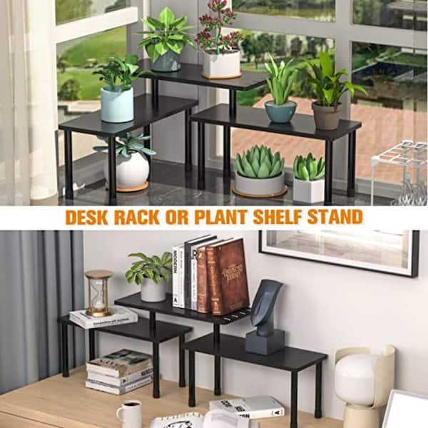 Dyiom Bamboo Countertop Organizer Corner Shelf - 3-Tier Living Room Deco Plant Stand Kitchen Spice Rack Bathroom Organization, Brown