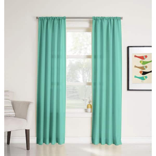 LICHTENBERG Sheer Pool Blue No. 918 Millennial Ryan Heathered Texture Sheer Curtain Panel, 40 in. W x 84 in. L