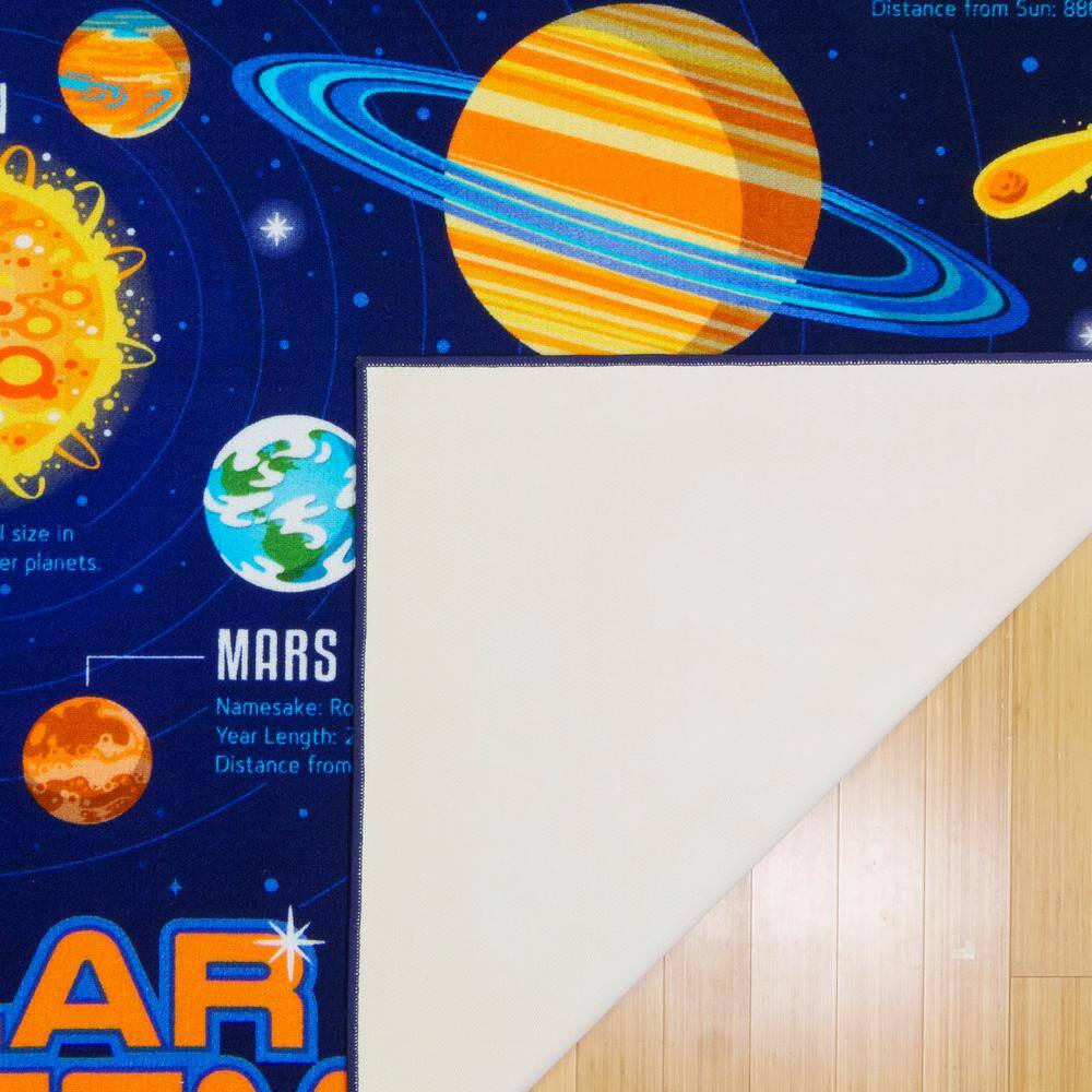 Blue 6' x 9' Solar System Educational Kids Area Rug